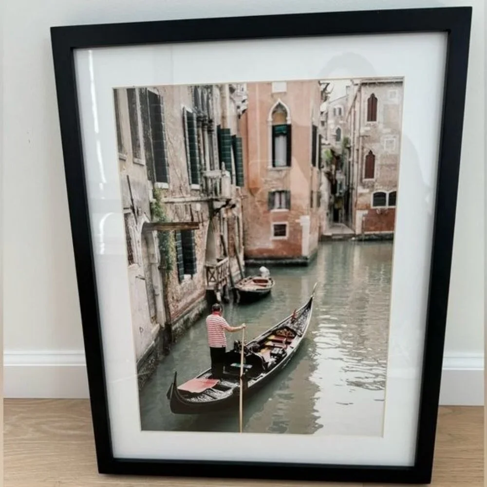 Pottery Barn Artwork Gondilier By Justine Milton, 16 x 20 Framed Print w/Mat NIB